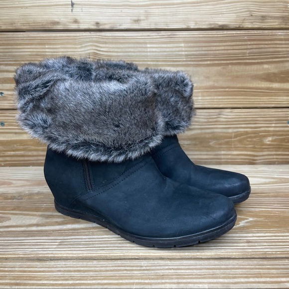 Earthies Shoes - Earthies Gelderland Leather & Faux Fur Wedge Boot